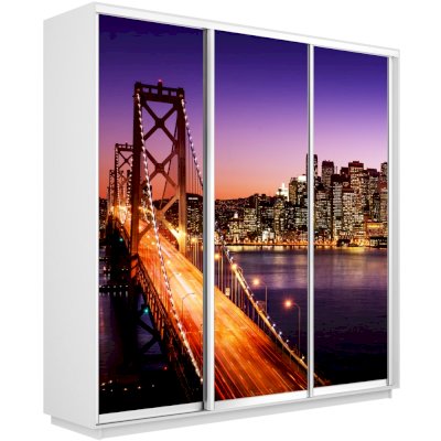 Трехдверный шкаф-купе Экспресс 2 Фотопечать Ночной мост (Е1)